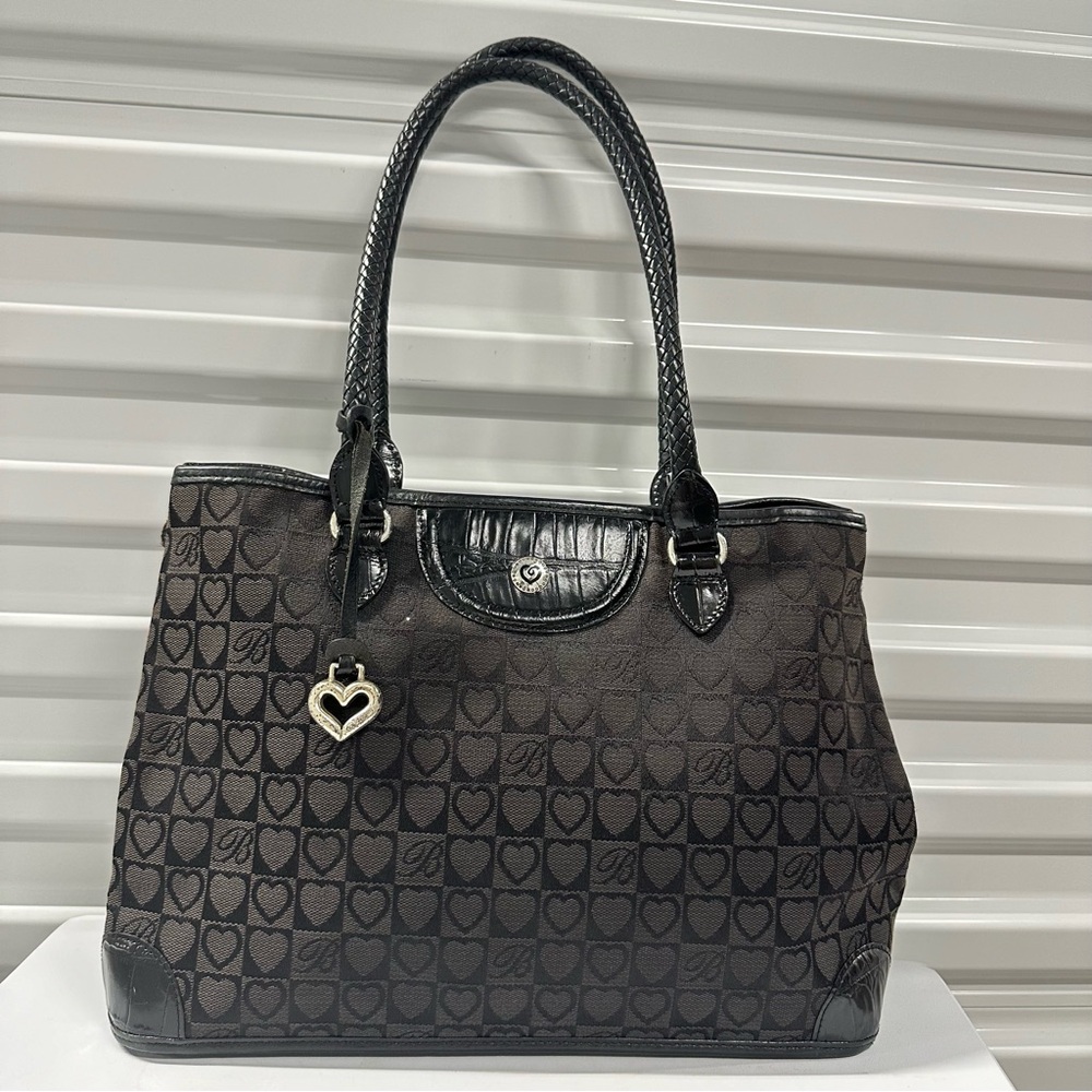 Brighton Embossed Croc Black and Gray Designer Tote Bag